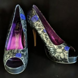 Purple, black and silver skull and rose Iron Fist